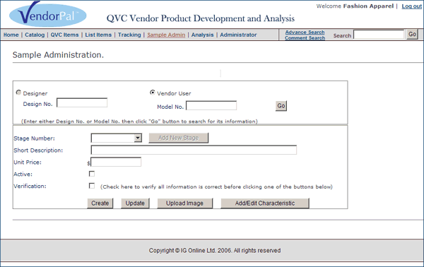 VendorPal Sample Admin Page